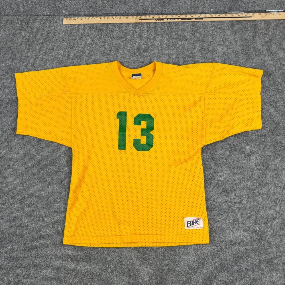 Bike Jersey Mens Size M Yellow Mesh Number 13 Short Sleeve Athletic USA Made